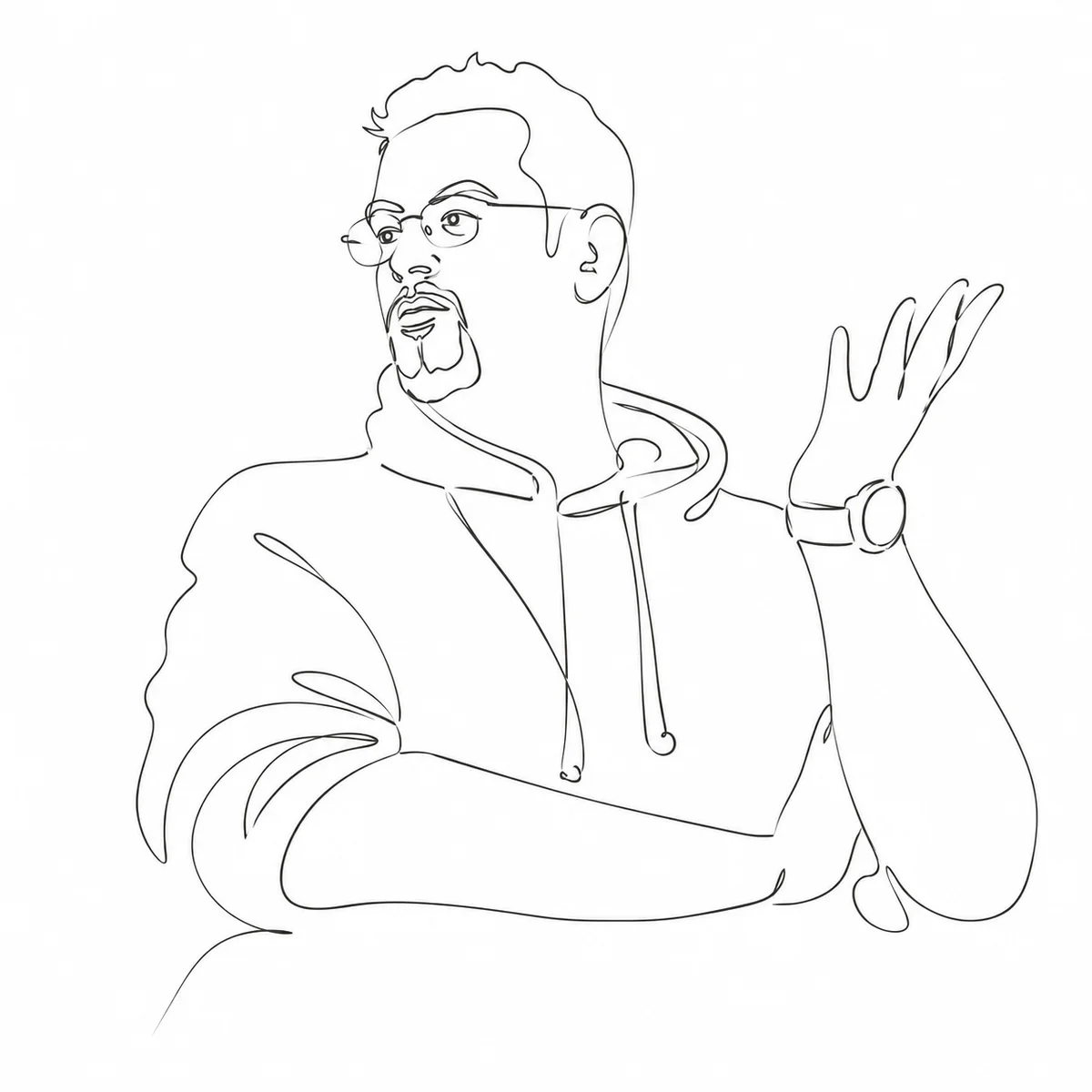 Guillaume Alexandre, sourceur indépendant Gates Solutions, Le Brassus, Vallée de Joux — portrait line-art